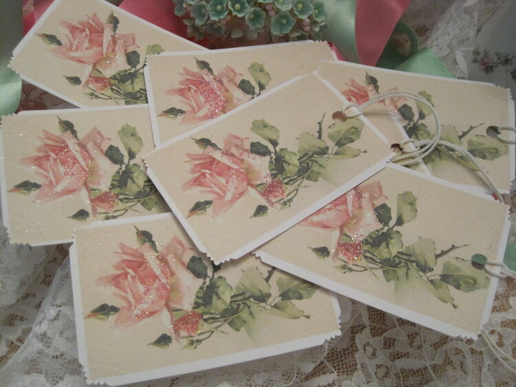 Shabby Pink Floral Roses Gift Tags