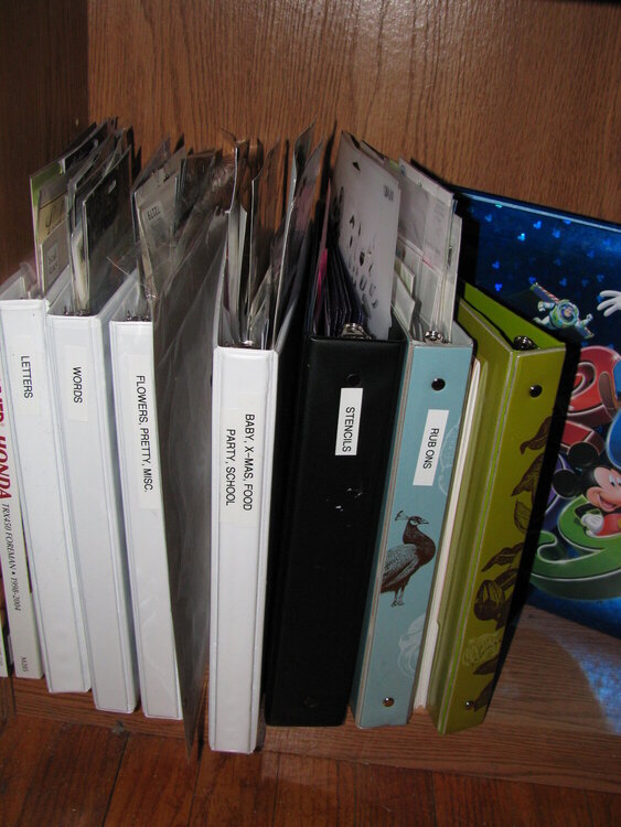 My binders of stickers, stencils and rub ons.