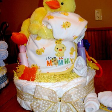 Nuetral I love Mommy Duckie Diaper cake