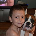 My DS with Mason our new boxer pup.