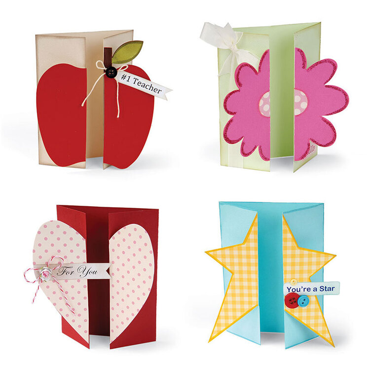 Apple, Flower, Heart, and Star Gatefold Cards
