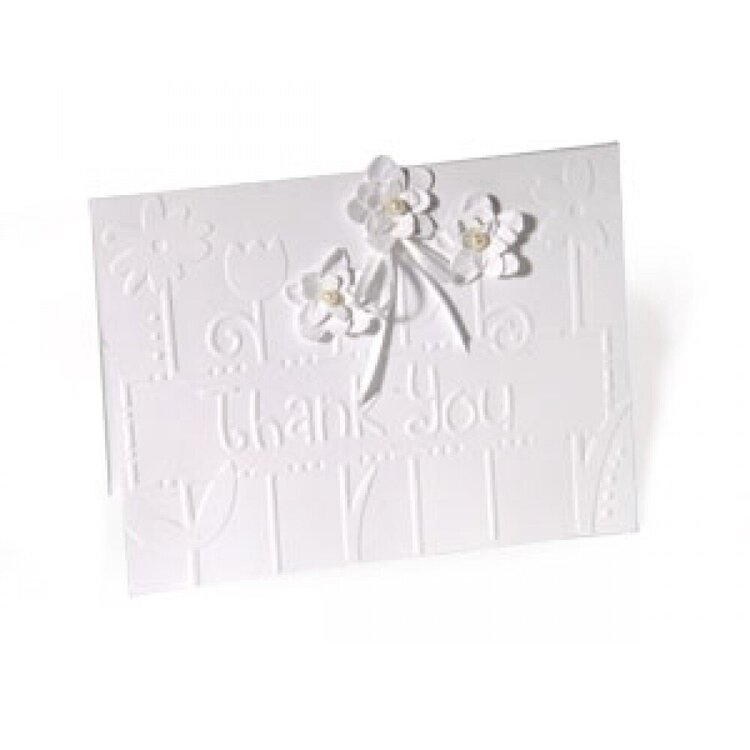 Embossed Thank You Flowers &amp; Ribbon Card