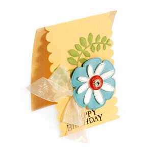 Happy Birthday Flowers and Vine Scallop Card