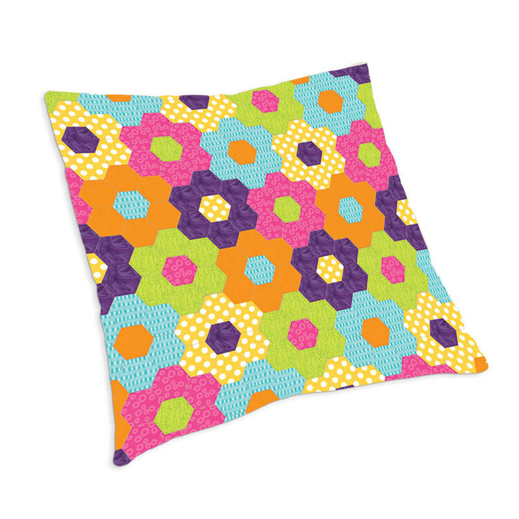 English Flower Garden Hexagon Pillow by Linda Nitzen