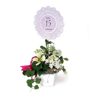 Lacy Table Number Centerpiece by Beth Reames