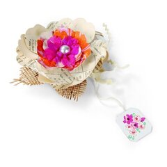 Paper Burlap Flower Brooch by Brenda Walton