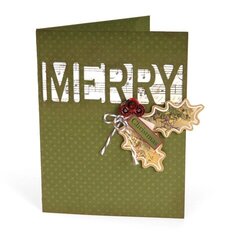 'Merry Christmas' Holly Leaves Card by Wendy Cuskey