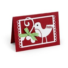 Festive Christmas Bird with Branch Card