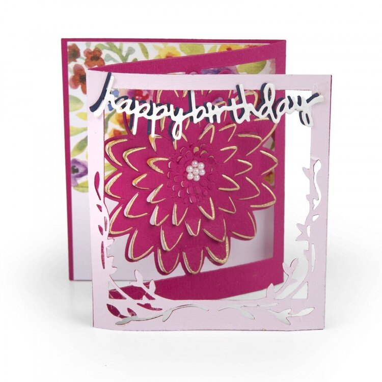 Happy Birthday Floral Tri-fold Card