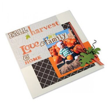 Embossed Fall Harvest Scrapbook Page by Cara Mariano