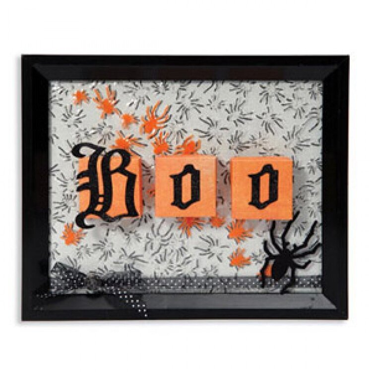 Embossed Boo Spiders Frame by Cara Mariano