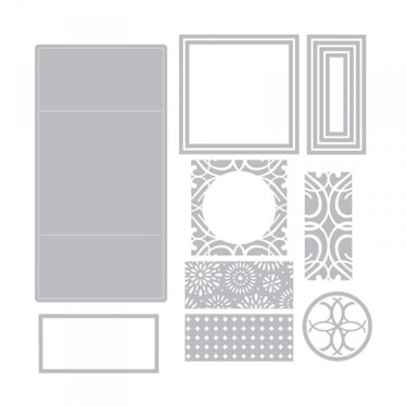 What is included in the New Sizzix Thinlits Plus Die Set 14pk - Card, Diorama Gatefold