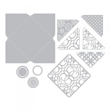 What is included in the New Sizzix Thinlits Plus Die Set 12pk - Envelope, Square