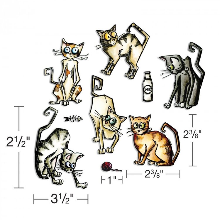 Theyre the coolest cats youll ever meet! Sizzix Framelits Die Set 22PK - Crazy Cats