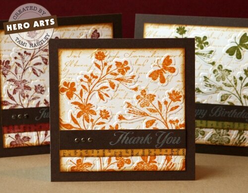 Autumn Card Set by Tami Hartley Introducing Sizzix/Hero Arts Stamp &amp; Emboss Sets