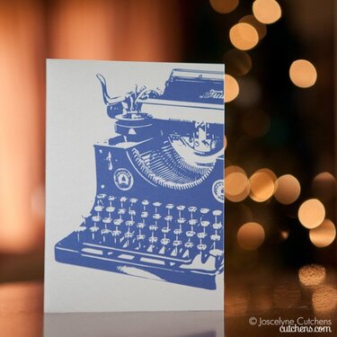 blue typewriter card
