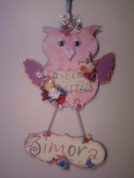&quot;Zimora&quot; owl hanging sign