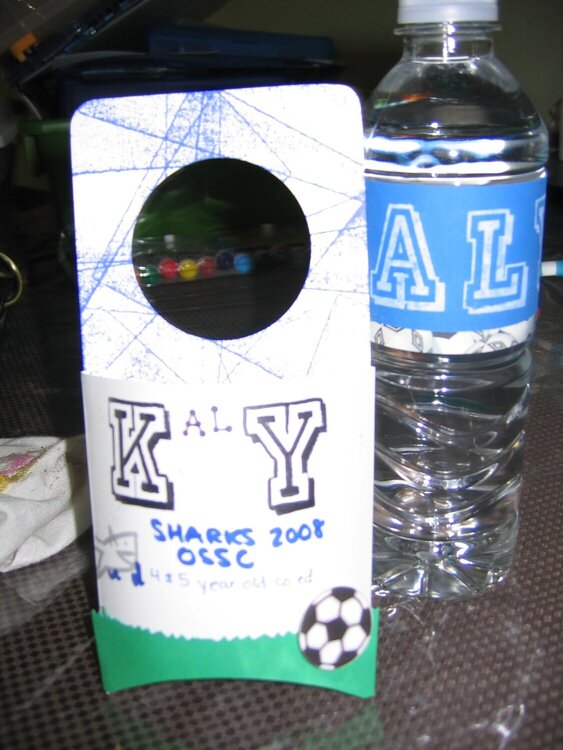 Soccer water bottle &amp; door hanger pocket