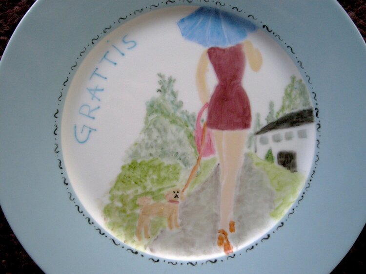 Birthday Plate, closeup China painting!