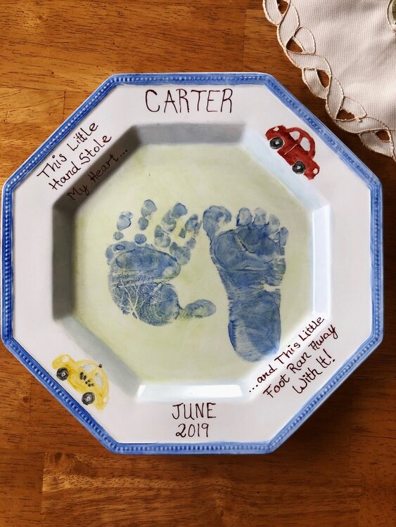 Grandson&#039;s hand &amp; foot print!