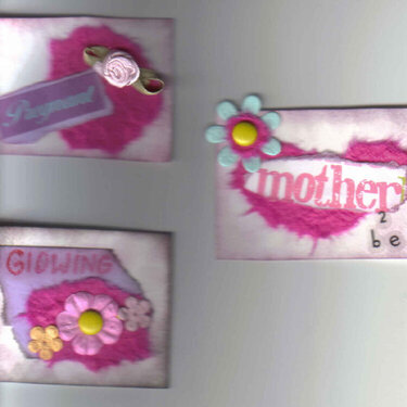 3 Pregnant Mother 2 be Glowing Handmade Scrapbooking Tags