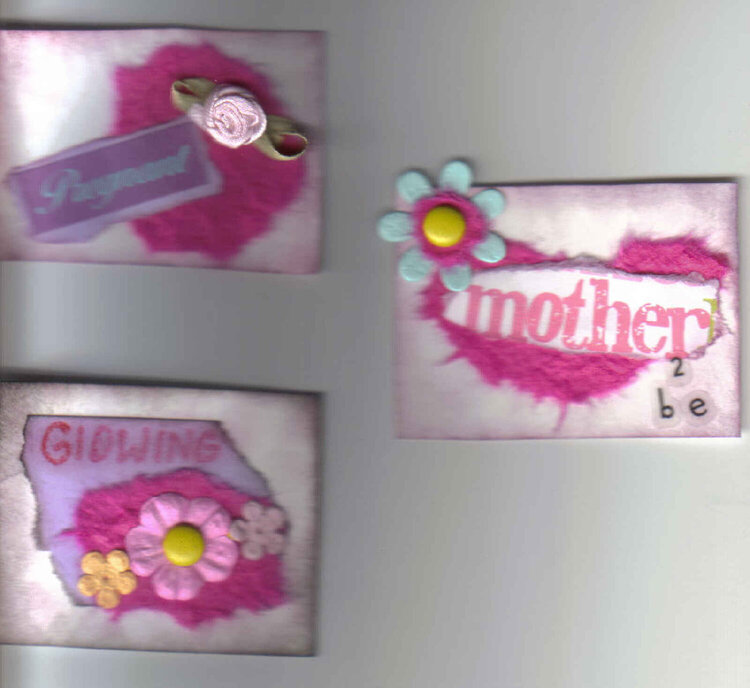 3 Pregnant Mother 2 be Glowing Handmade Scrapbooking Tags