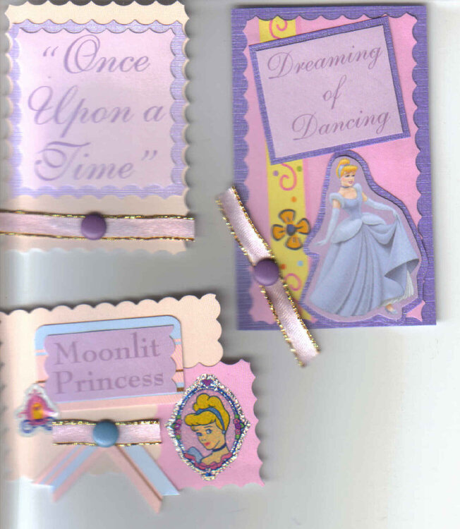 3 Princess Cinderella Scrapbooking Card Making Tags