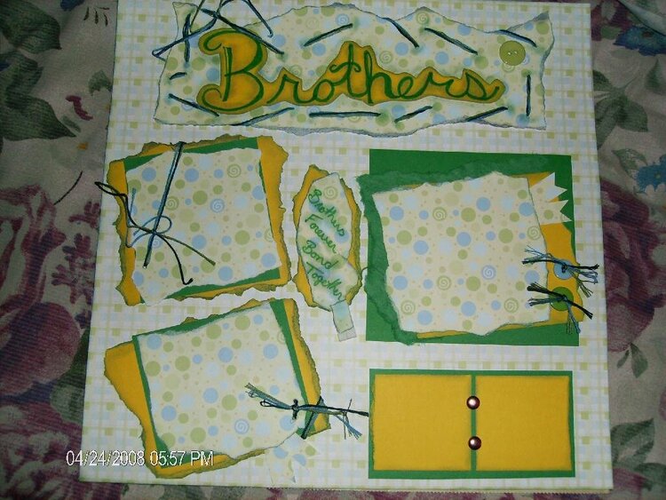 12 x 12 premade scrapbook page BROTHERS