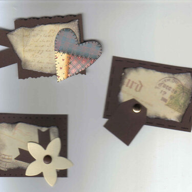 3 Vintage looking Postal paper Handmade Tags