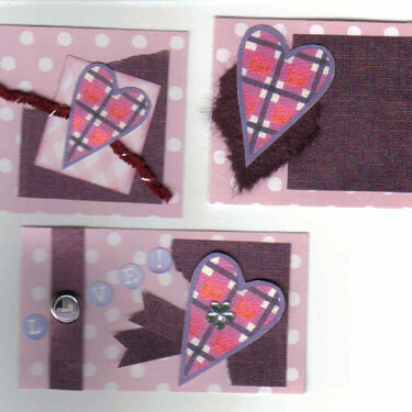 3 Handmade Scrapbooking Card Making Heart Tags