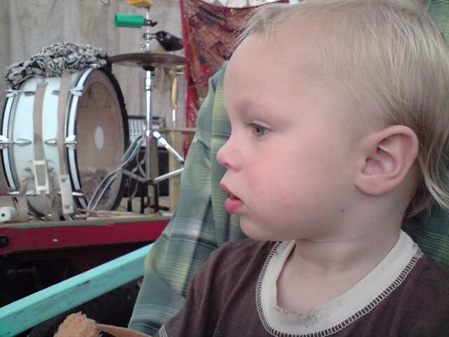 my youngest son watching the circus