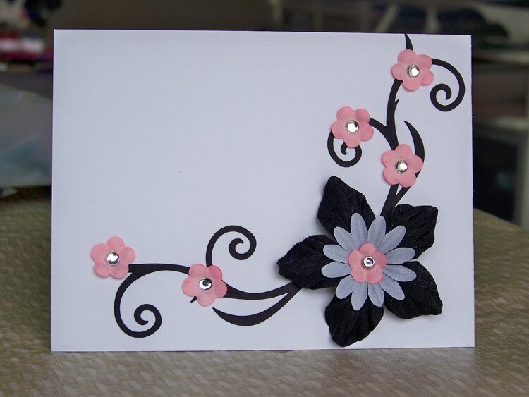 Black and Pink flower card