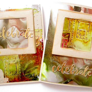 Metallic cards with Alcohol Inks