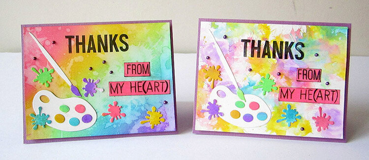 thank you cards with paint splatters