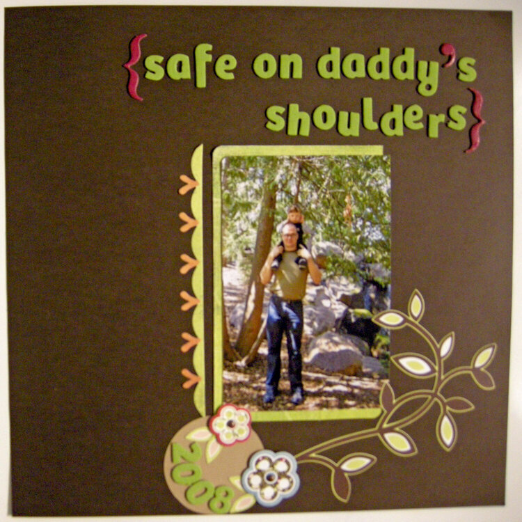 safe on daddy&#039;s shoulders