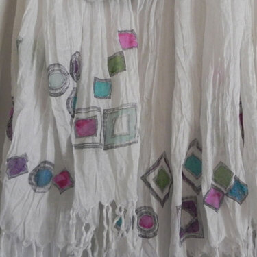 Hand Stamped &amp; Painted Gauze Scarf