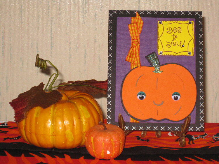 Pumpkin &quot;Boo to you&quot; Halloween card