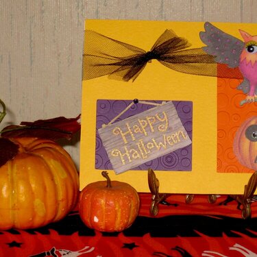 Happy Halloween Owl &amp; Pumpkin card