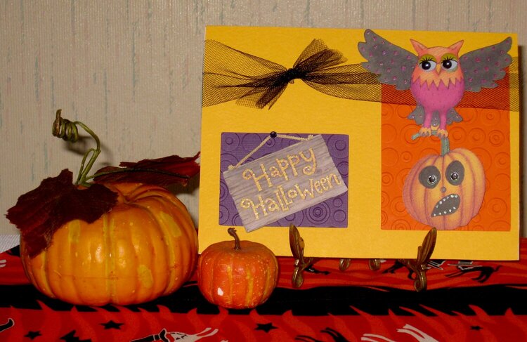 Happy Halloween Owl &amp; Pumpkin card