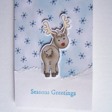 Rudolf in the snow christmas card