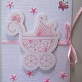 Pink pram new baby card