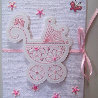 Pink pram new baby card