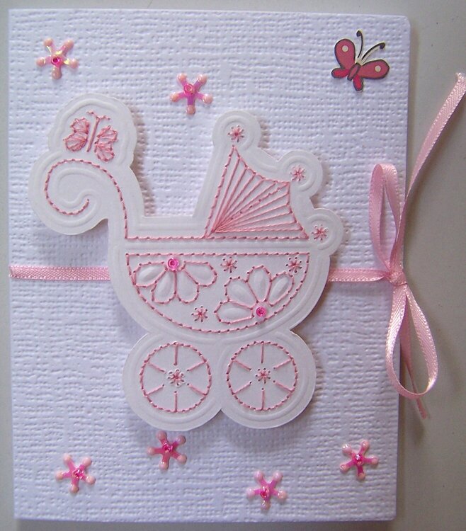 Pink pram new baby card