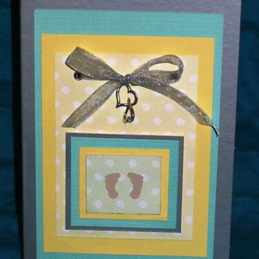Baby card. Green and yellow .