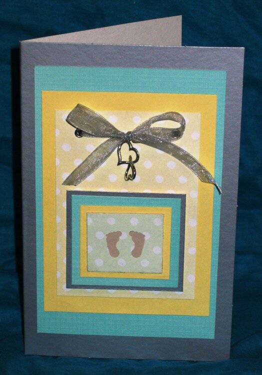 Baby card. Green and yellow .