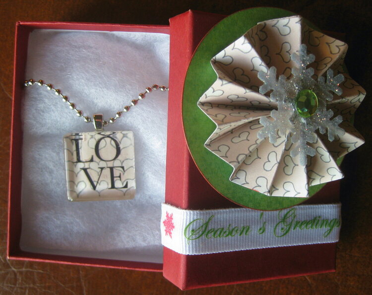 glass tile necklace with matching gift box