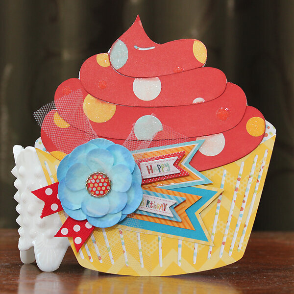 Happy Birthday Cupcake Card - Bo Bunny - Surprise!