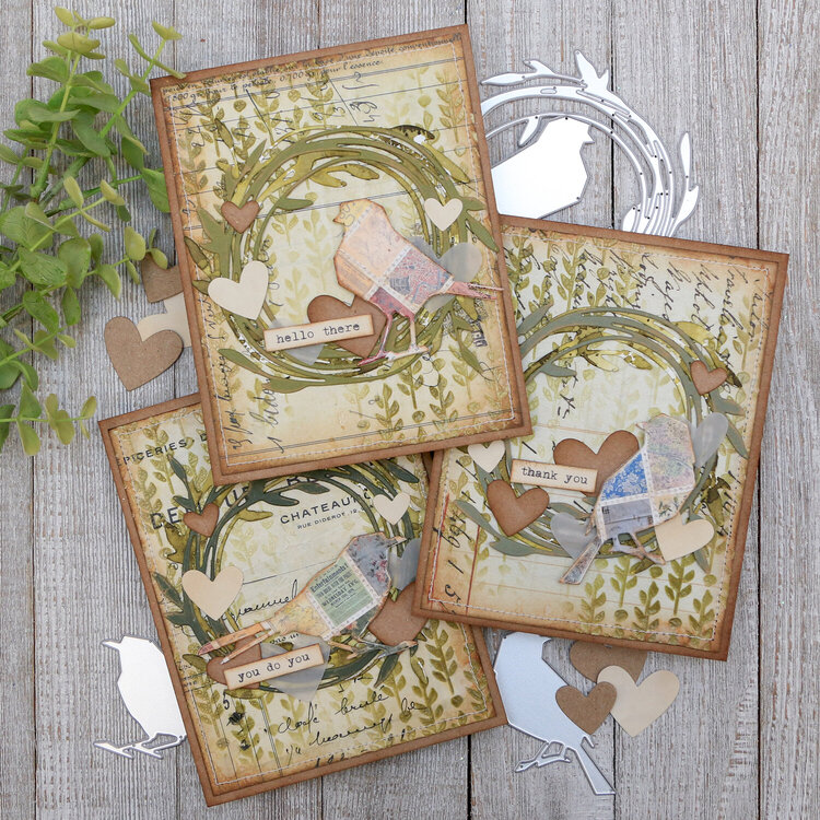 Patchwork Love Birds Cards *Tim Holtz Sizzix 2024 Vault Collection ...