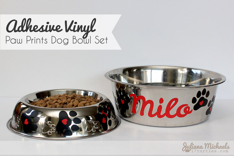 Adhesive Vinyl decorated Dog Bowls ***SRM Stickers***
