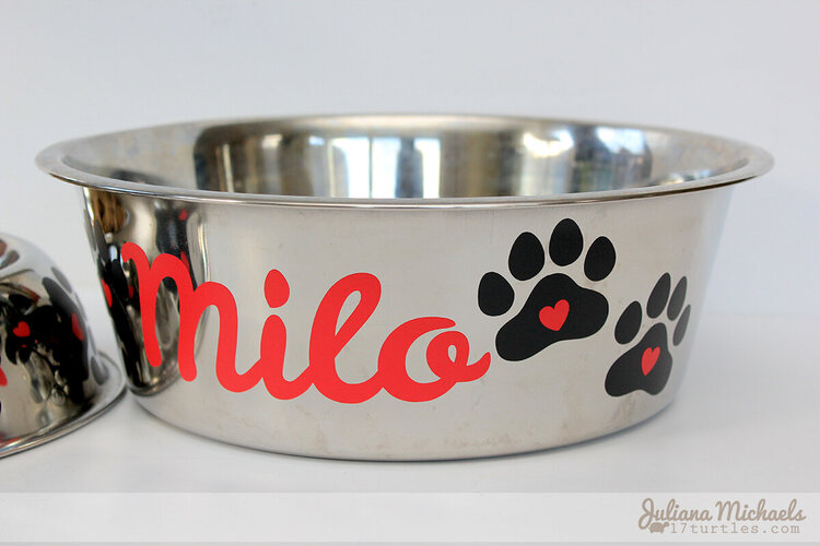 Adhesive Vinyl decorated Dog Bowls ***SRM Stickers***